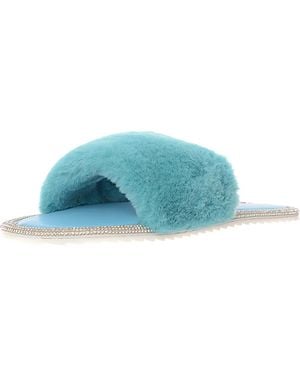 Public Desire Wide Fit Starlight Fluffy Slippers - Blue