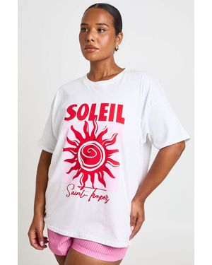 Boohoo Plus Soleil Printed T Shirt - Red