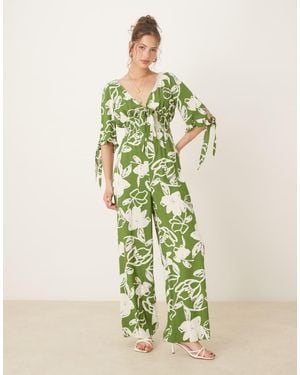 ASOS Shirred Waist Jumpsuit Action - Green