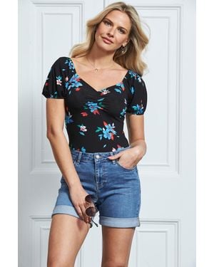 Sosandar Mid Turn Up Denim Shorts - Blue