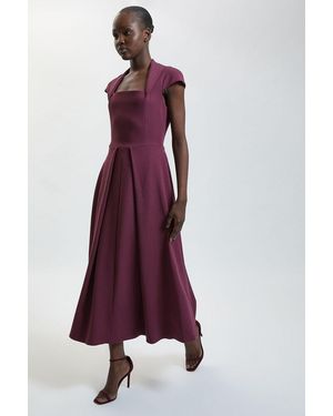 Karen Millen Square Neck Tailored Full Skirted Maxi Dress - Purple