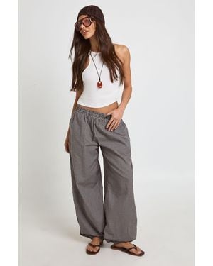 Boohoo Check Elasticated Waist Balloon Trousers - Grey