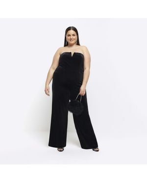 River Island Jumpsuit Plus Velvet Bandeau - White