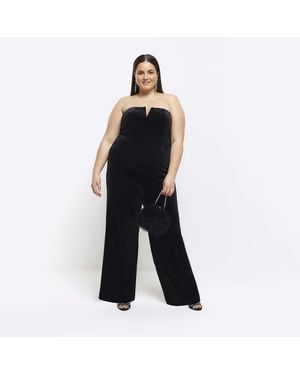 River Island Jumpsuit Plus Velvet Bandeau - White