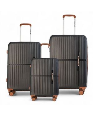 Infinity Leather Hard Shell Strong Suitcase 8 Wheel Cabin Luggage Holiday Travel Case Abs - Grey