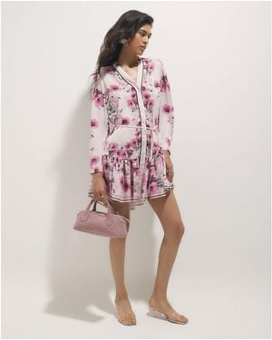 River Island Mini Shirt Dress Floral Long Sleeve - Pink