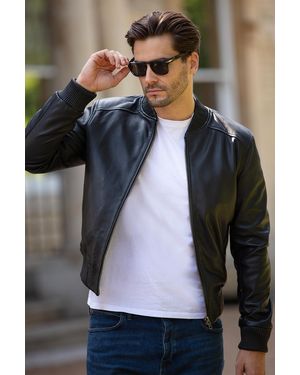 Ashwood Leather 'Diego' Bomber Jacket - Black