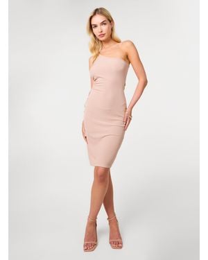 Pink Vanilla One Shoulder Ribbed Cut Out Dress - White