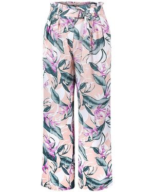 Oasis Wide Leg Crop Trousers Viscose - Blue