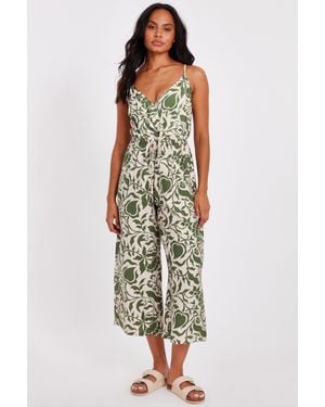 Quiz Tropical Print Jumpsuit Cotton - Green