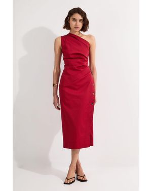 Karen Millen Tailored Polished Cotton Asymmetric Drape Pencil Dress