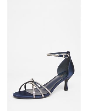 Quiz Diamante Cross Strap Heels - White