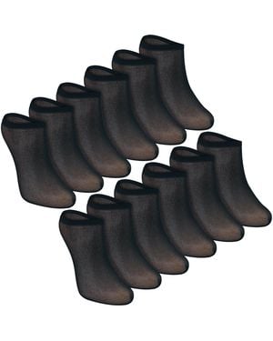Sock Snob 12 Pack Ladies Invisible Pop Socks 15 Denier Lightweight No Show - Black