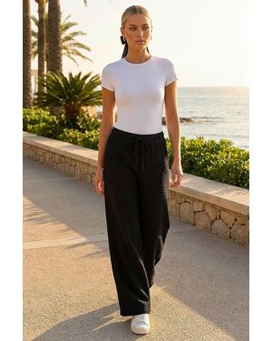 D.u.s.k Crinkle Wide Leg Stretch Trouser - Black
