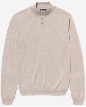 Oliver Sweeney Merino Wool Buttoned Funnel-Neck Jumper - White