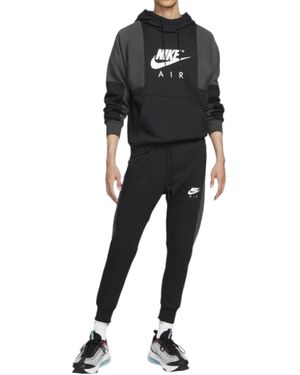 Nike Air Dd6383 Fleece Tracksuits Swoosh Sports Pullover Hoodie Joggers Set - Black