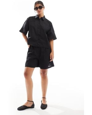 ASOS Premium Short With Cutwork Detail Co-Ord - Black