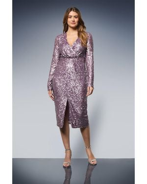 Wallis Square Sequin Twist Midi Dress - Blue