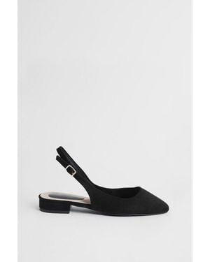 Oasis Millie Faux Metallic Leather Slingback Flat Shoes - White