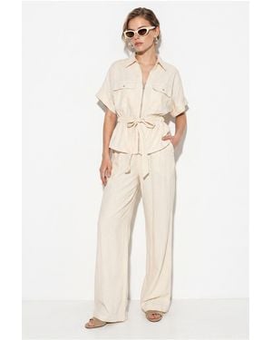 Bianco Lucci Cotton Vest And Wide-Leg Trousers Set - Natural