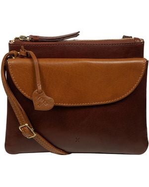 NiNa Amora 'Giulietta' Conker & Dark Tan Leather Cross Body Bag - Brown