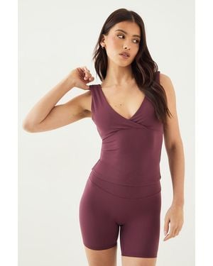 DSGN Studio Sculpt Wrap Front Padded Vest Top - Purple