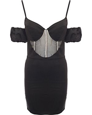 Club L London L Premium Sheer Bodice Mini Dress - Black