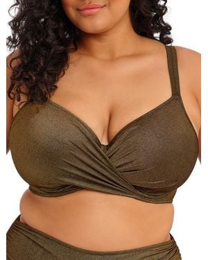 Elomi Sunset Shimmer Wrap Plunge Bikini Top - Black