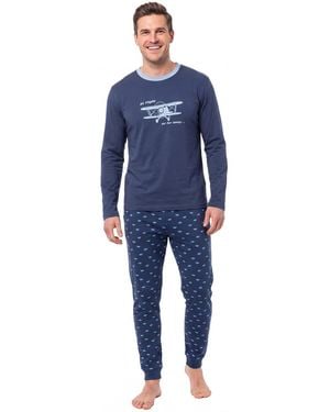 Kisses&Love Cotton Long Sleeve Pyjamas Klp4 - Blue
