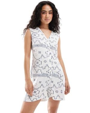 ONLY Geo Print Playsuit - White