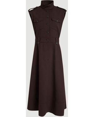 Karen Millen Petite Herringbone Texture Utility Dress - Brown