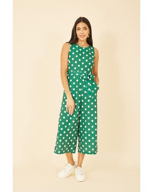 Mela London Polka Dot Culotte Jumpsuit - Green