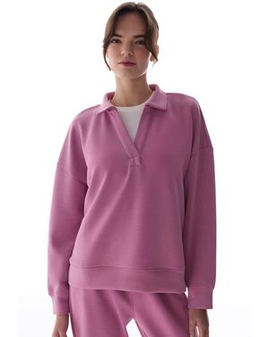 Penti Oversized Knitted Sweatshirt With Tie Neckline - Purple