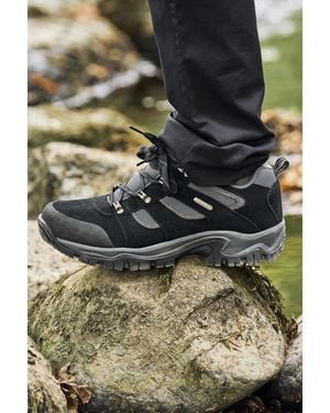 Mountain Warehouse 'Voyage' Waterproof Shoes Rubber Outsole Toe Bumper Walking Trekking Footwear Synthetic Leather - Grey