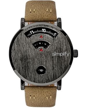 Simplify The 7000 Leather-Band Watch - Metallic