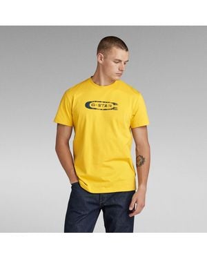 G-Star G-Star Raw Distressed Old School Logo T-Shirt - Yellow