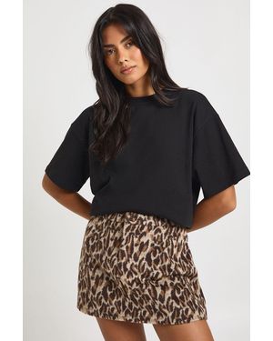 Boohoo Wool Look A-Line Mini Skirt - Black