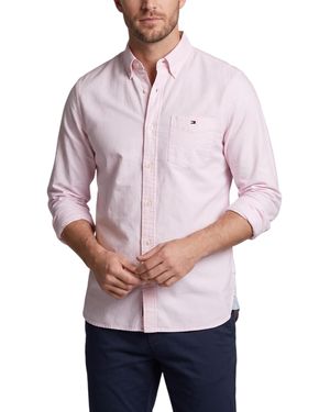 Tommy Hilfiger Shirts Regular Fit Oxford Long Sleeve Casual Cotton Formal - Purple