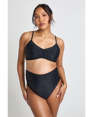 Boohoo Maternity Ruched Bikini Top - Blue