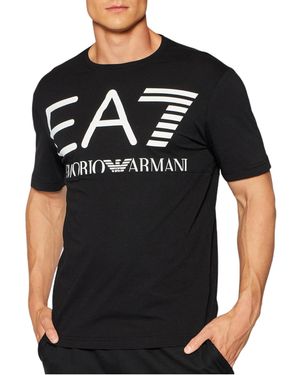 Armani Ea7 6Kpt23 T Shirts Crew Neck Emporio Tee Casual Summer Cotton Tops - Black