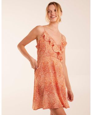 Blue Vanilla Ruffle Wrap Front Cami Mini Dress - Orange