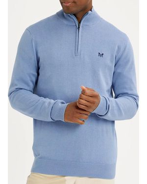 Crew Zip Neck Jumper - Blue