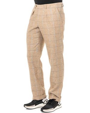 La Martina Long Chequered Trousers With Hemmed Bottoms Jmtj01 - Natural