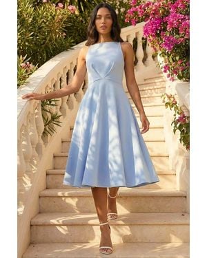 Roman Twist Front Prom Midi Dress - Blue