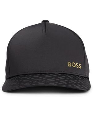 BOSS Accessories Monogram Jacquard Visor Satin Cap - Black