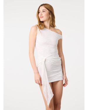 Pink Vanilla Diamante Lace Tie Side Bodycon Dress - White