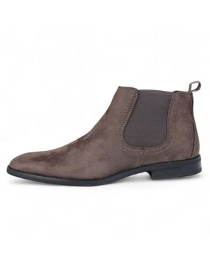 Infinity Leather Suede Chelsea Boots Real Lined Slip-On Faux Leather - Brown