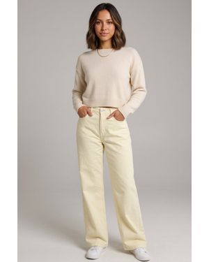 Femme Luxe High Waisted Wide Leg Jeans - Natural
