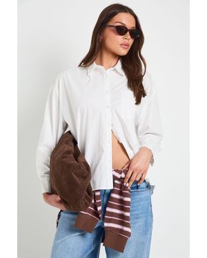 Boohoo Cotton Poplin Oversized Shirt - White