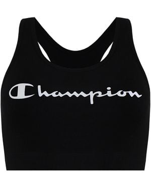 Champion Logo Sports Bra Cotton - Black